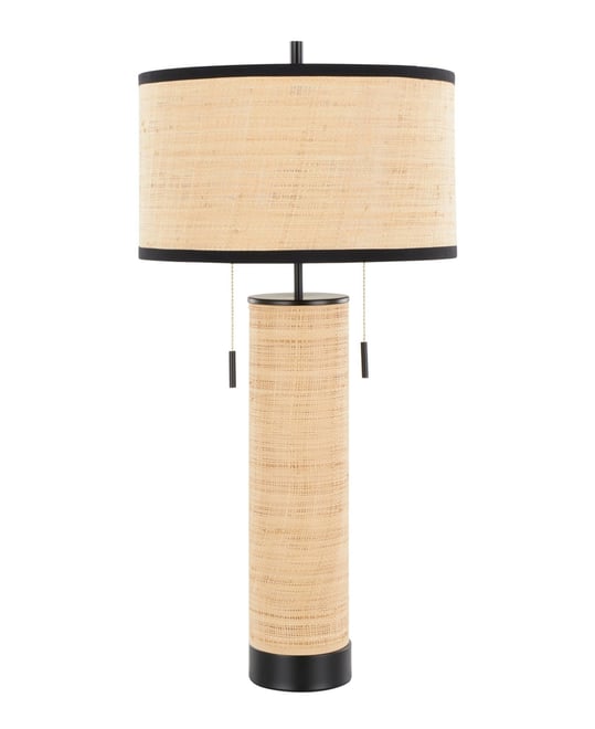 29" Rattan Cylinder Table Lamp