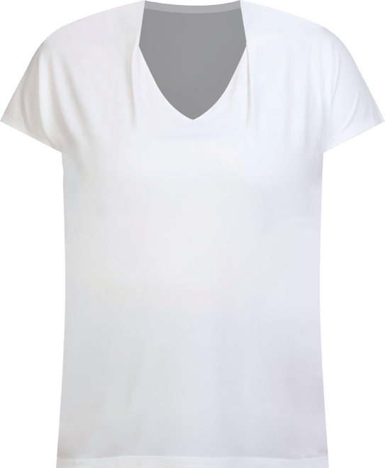 Kasper Plus Solid V-Neck Short Sleeve Top