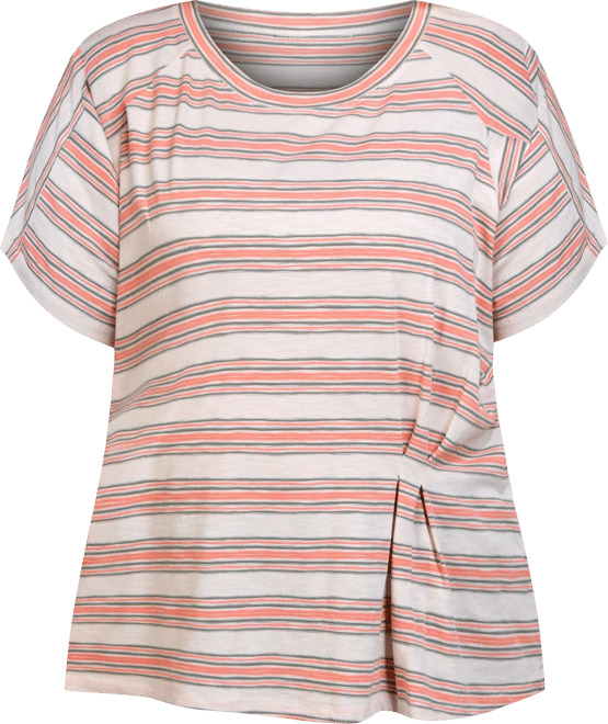 Democracy Plus Short Sleeve Stripe Knit Top