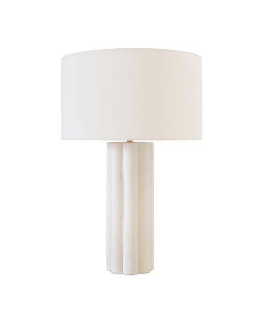 Becca Led Geometric Pillar Table Lamp with Cream Fabric Shade, Bulb Included (24")