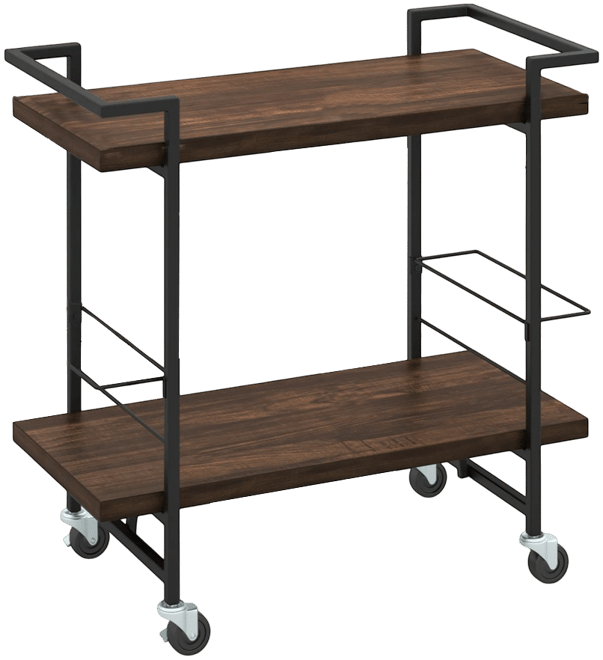 2-tier Home Bar Cart with Lockable Wheels and Heavy-Duty Metal Frame