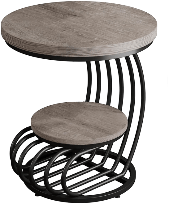 Round End Side Table Set of 2， 2 Tiers Side Table, Vintage End Table for Living Room, Small Bedside Table Accent Table with Arc-Shap