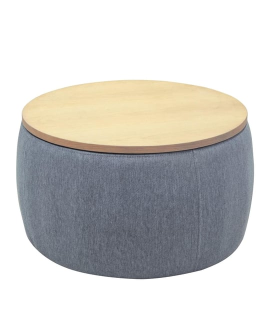 Round Upholstered Storage Ottoman with Removable Top for Use as Coffee Table or Footstool Handmade Accent for Living Room or Bedroom-