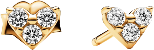 Gold-Plated Triple Stone Heart Stud Earrings