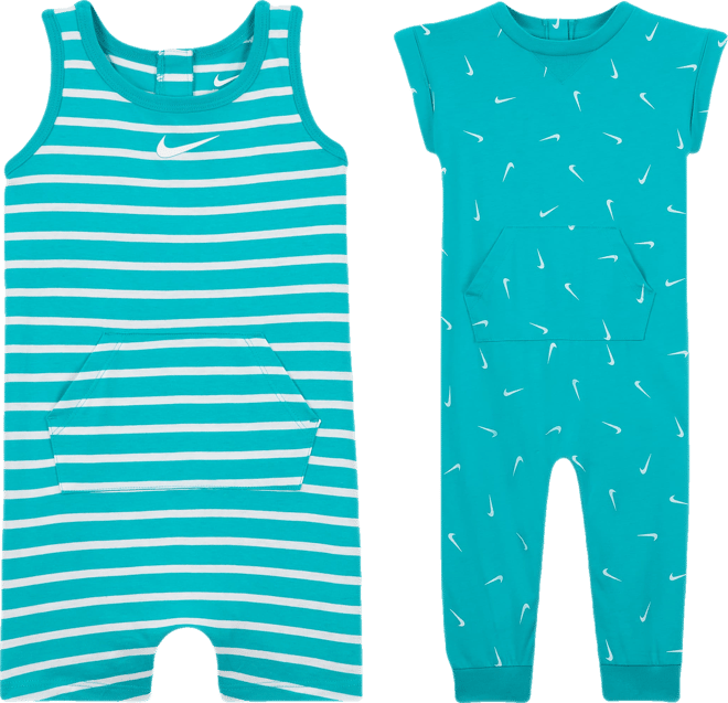 Nike Essentials Conjunto de enterito de manga corta y de tirantes para bebé (12-24 meses) (paquete de 2)