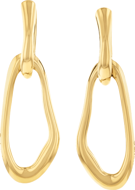 Gold-Tone Stainless Steel Statement Link Charm Hoop Earrings