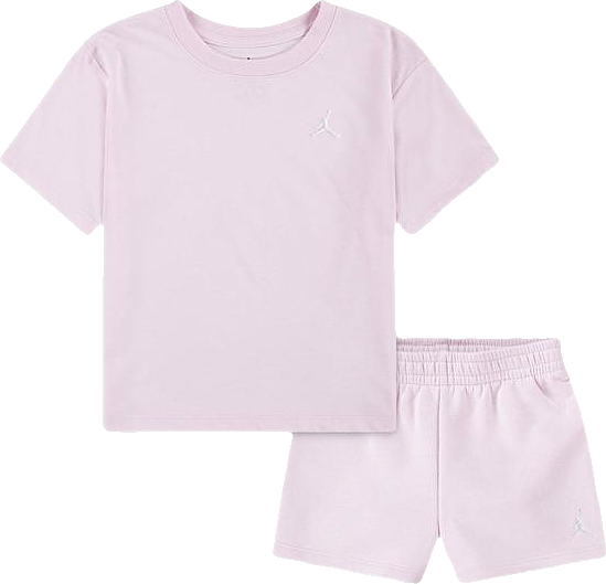 Jordan 1 Mid "Pink Foam/White/Fire Red" Preschool Girls' Shoe
