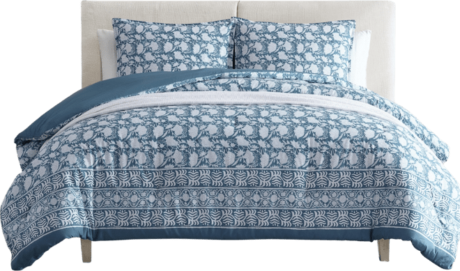 Bayport Floral Cotton Reversible 3-Pc. Comforter Set, Full/Queen