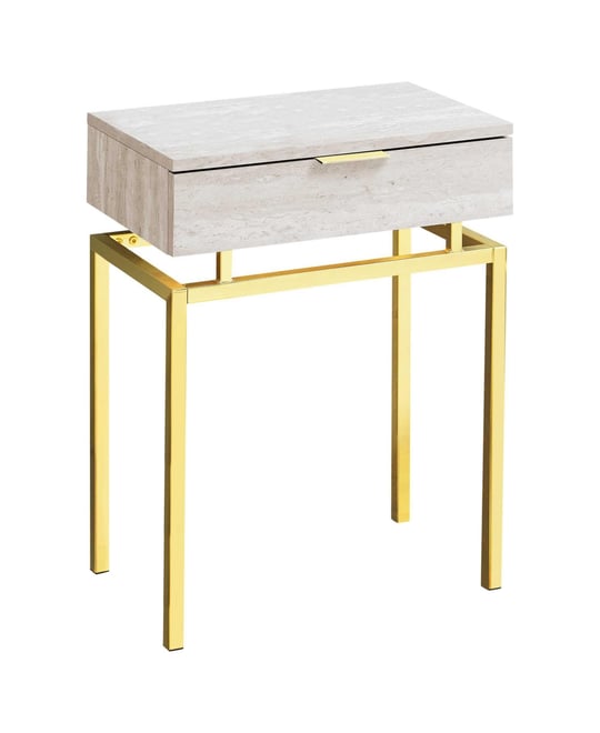 Wood and Metal End Table with Drawer – Industrial Style Accent Table for Living Room or Bedroom