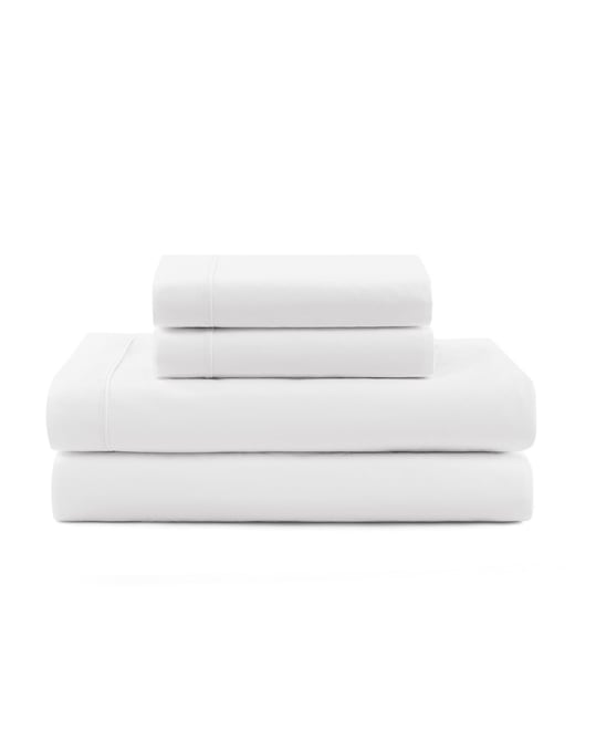 Solid 200-Thread Count Hem Stripe Cotton Percale 4-Pc. Sheet Set, King