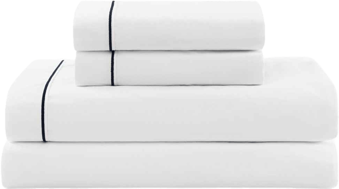 Solid 200-Thread Count Hem Stripe Cotton Percale 3-Pc. Sheet Set, Twin