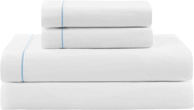 Solid 200-Thread Count Hem Stripe Cotton Percale 3-Pc. Sheet Set, Twin