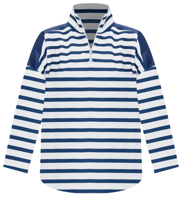 Blue and White Stripe Hudson Quarter Zip