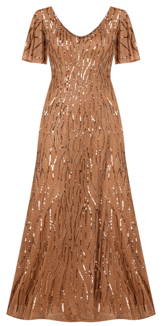 Women's Beaded Gown With Cape Sleeves