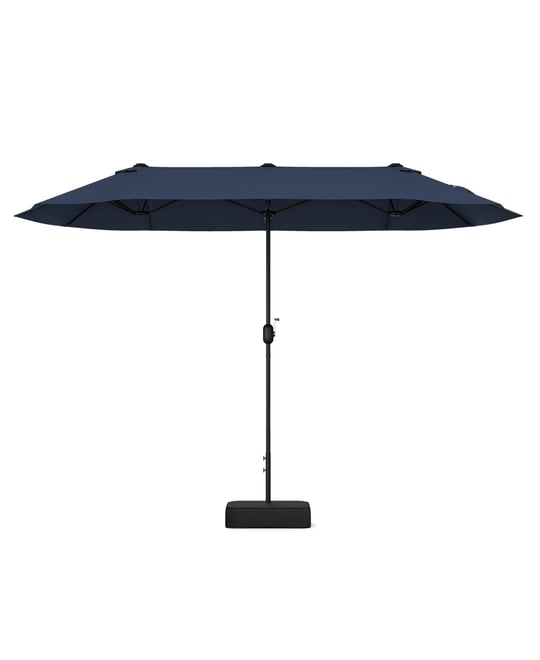 13FT Double-sided Patio Umbrella w/ Crank Handle Umbrella Base Safety Lock