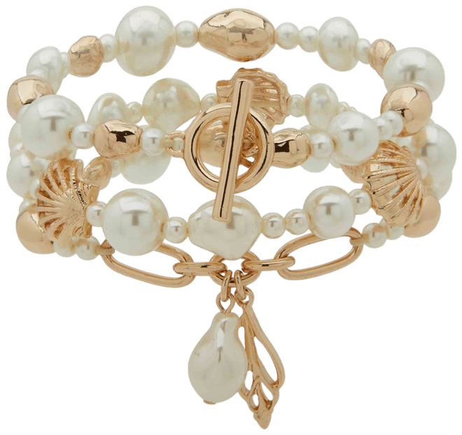 Triple Row Pearl Stretch Bracelet