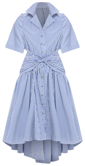 Blue Stripe Tie Shirt Dress