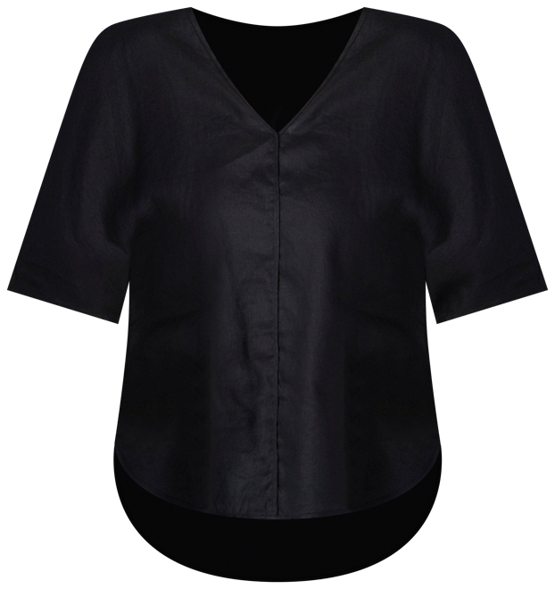 DKNY Womens Solid V-Neck Short Sleeve Top