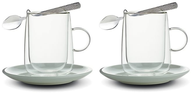 Artesano Hot Cold Clear Insulated Coffee Mugs, Set of 2