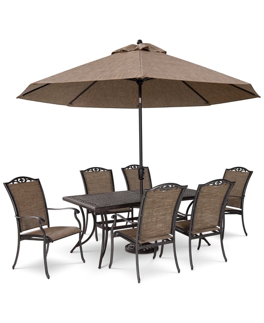 Wythburn Outdoor Dining 7pc Set (72"x38" Table & 6 Filigree Sling Dining Chairs), Created for Macy's