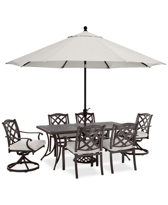 Wythburn Outdoor Dining 7pc Set (72"x38" Table & 4 Lattice Dining Chairs & 2 Lattice Swivel Chairs), Created for Macy's