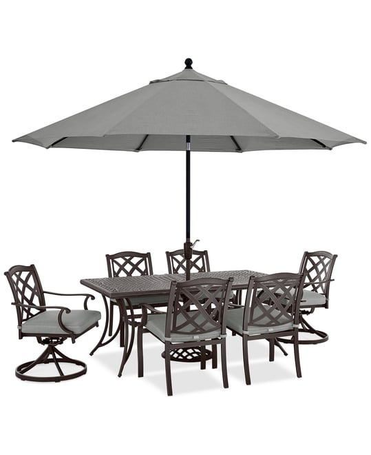 Wythburn Outdoor Dining 7 pc Set (72"x38" Table & 6 Lattice Dining Chairs), Created for Macy's