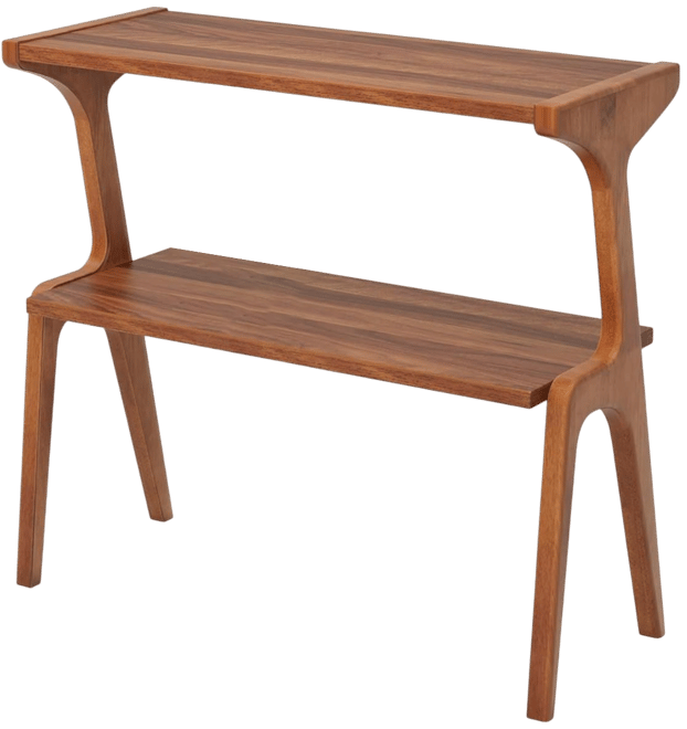 Narrow End Table for Living Room, 2-Tier Slim Sofa Side Table with Solid Wood Legs, Bedside Table, Nightstand for Bedroom