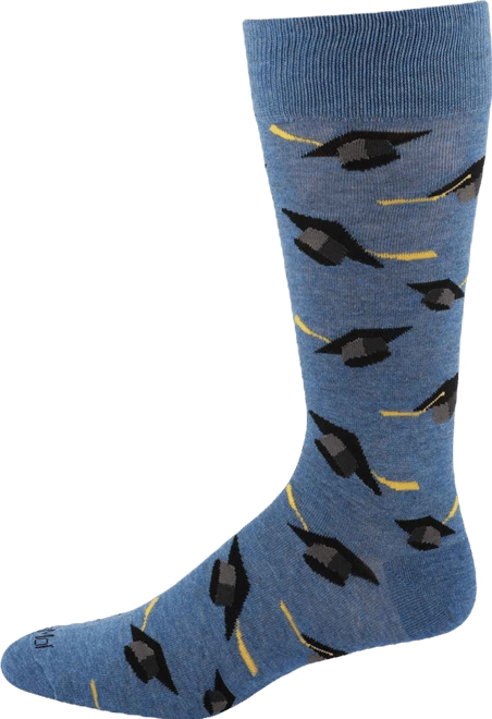 Men's Graduation Pattern Rayon Novelty Crew Socks