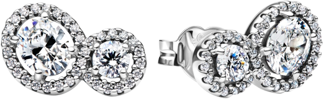 Sterling Silver Halo Stud Earrings