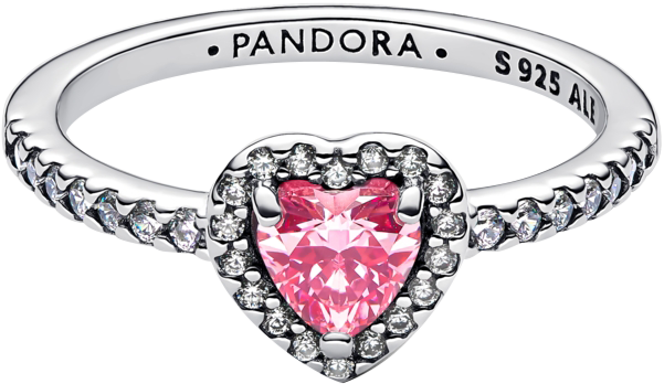 Elevated Pink Heart Sterling Silver Ring