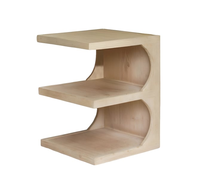 24-Inch Solid Wood Accent Table – Natural Finish with Open Shelf Storage