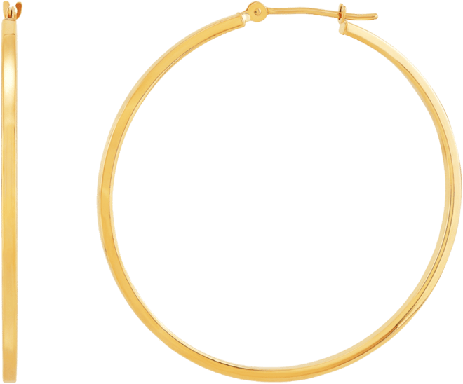 Medium Flat-Edge Hoop Earrings in 10k Gold (Also in 10k White Gold), 1-1/2"