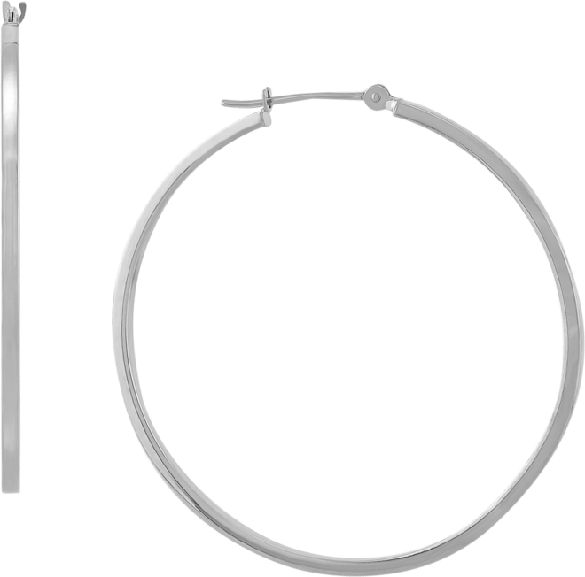 Medium Flat-Edge Hoop Earrings in 10k Gold (Also in 10k White Gold), 1-1/2"