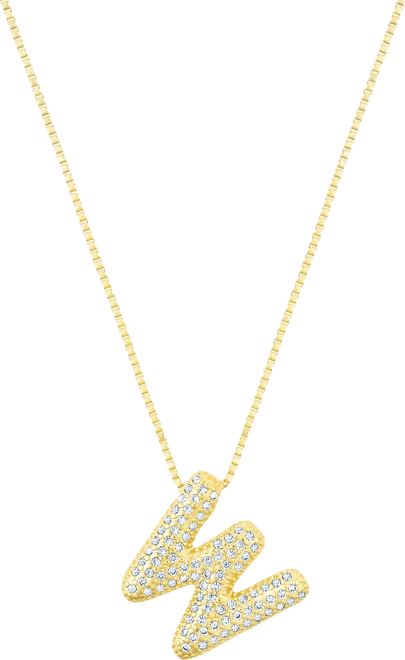Gold Pave Bubble Letter Necklace