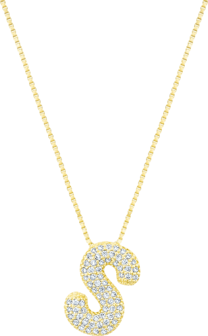 Gold Pave Bubble Letter Necklace