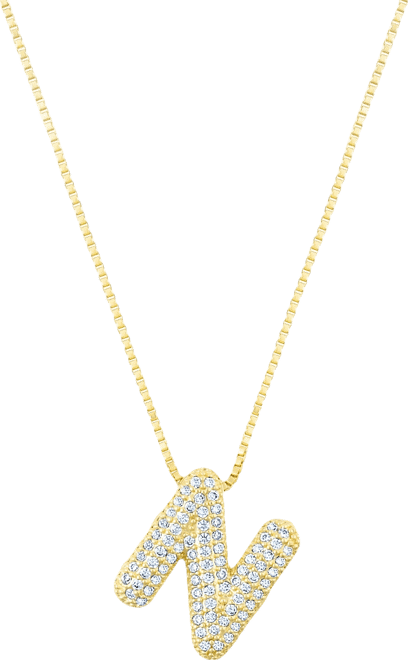 Gold Pave Bubble Letter Necklace