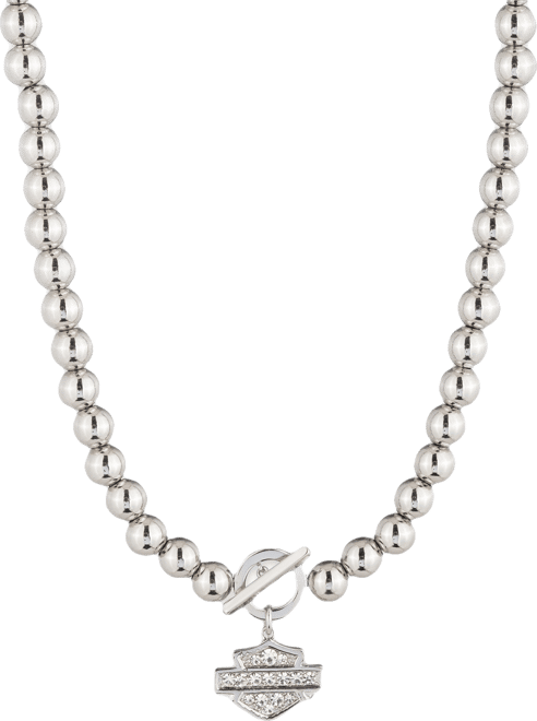 Women's 16" Bar & Shield  Bead Toggle Necklace