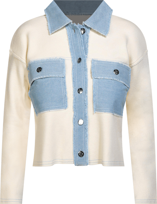Nanette Lepore Womens Denim Trim Jacket