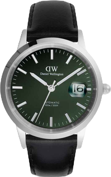 Men's Automatic Black Leather Watch, 40mm