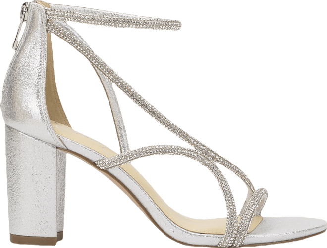 Women's Shiny Rhinestone Block-Heel Dress Sandals