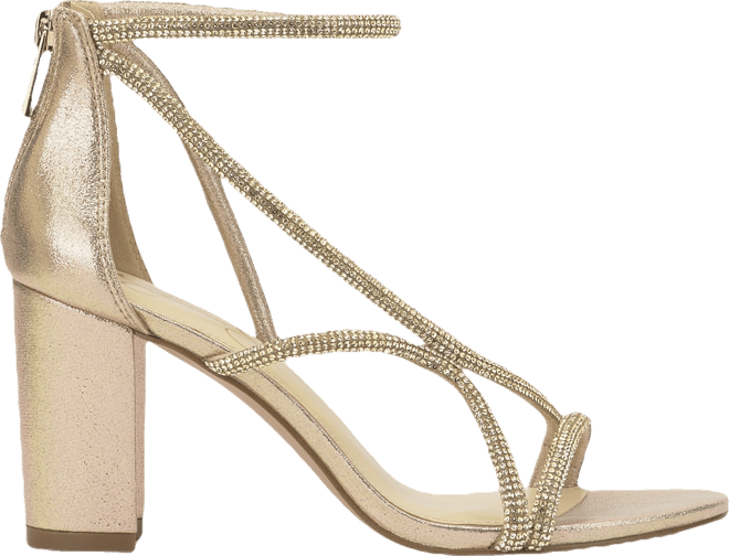 Women's Shiny Rhinestone Block-Heel Dress Sandals