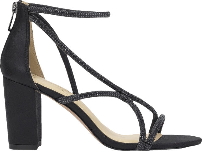 Women's Shiny Rhinestone Block-Heel Dress Sandals