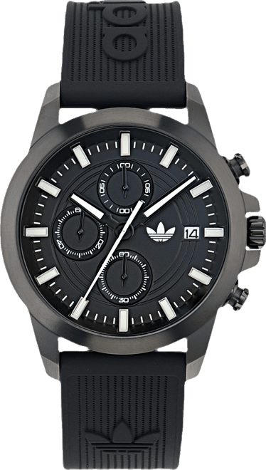 Unisex Chronograph Date Black Silicone Watch, 43mm