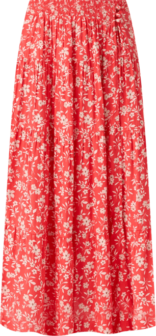 Juniors' Luciana Printed Smocked-Waist Tiered Skirt