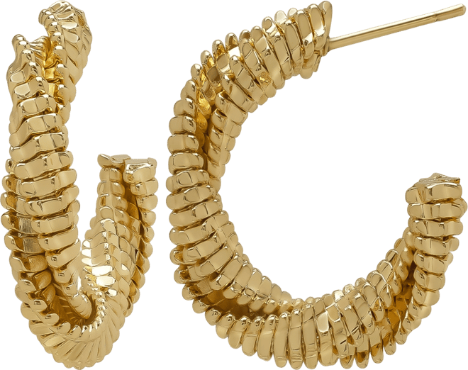 Braided Style Huggie 14K Gold Plate Earrings