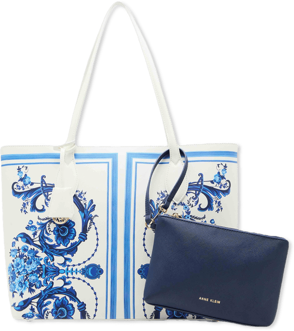 Blue Toile Bonded Large Tote