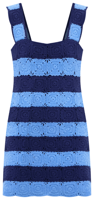 Cornflower Blue and Navy Crochet Cooper Mini Dress