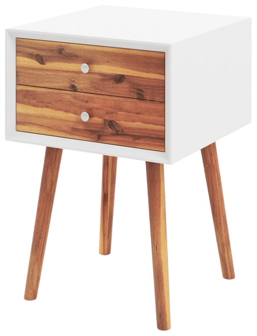Gymax Wooden Nightstand Mid-Century End Side Table Bedroom W/2 Storage Drawers
