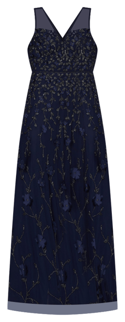 Women's V-Neck Beaded Sleeveless Gown