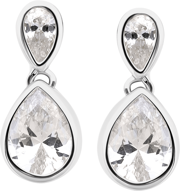 Cubic Zirconia Mixed Cut Bezel Frame Drop Earrings, Exclusively at Macy's